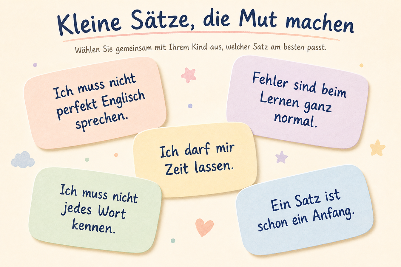 Infografik: Affirmationen für Kinder, die sich nicht trauen, Englisch zu sprechen