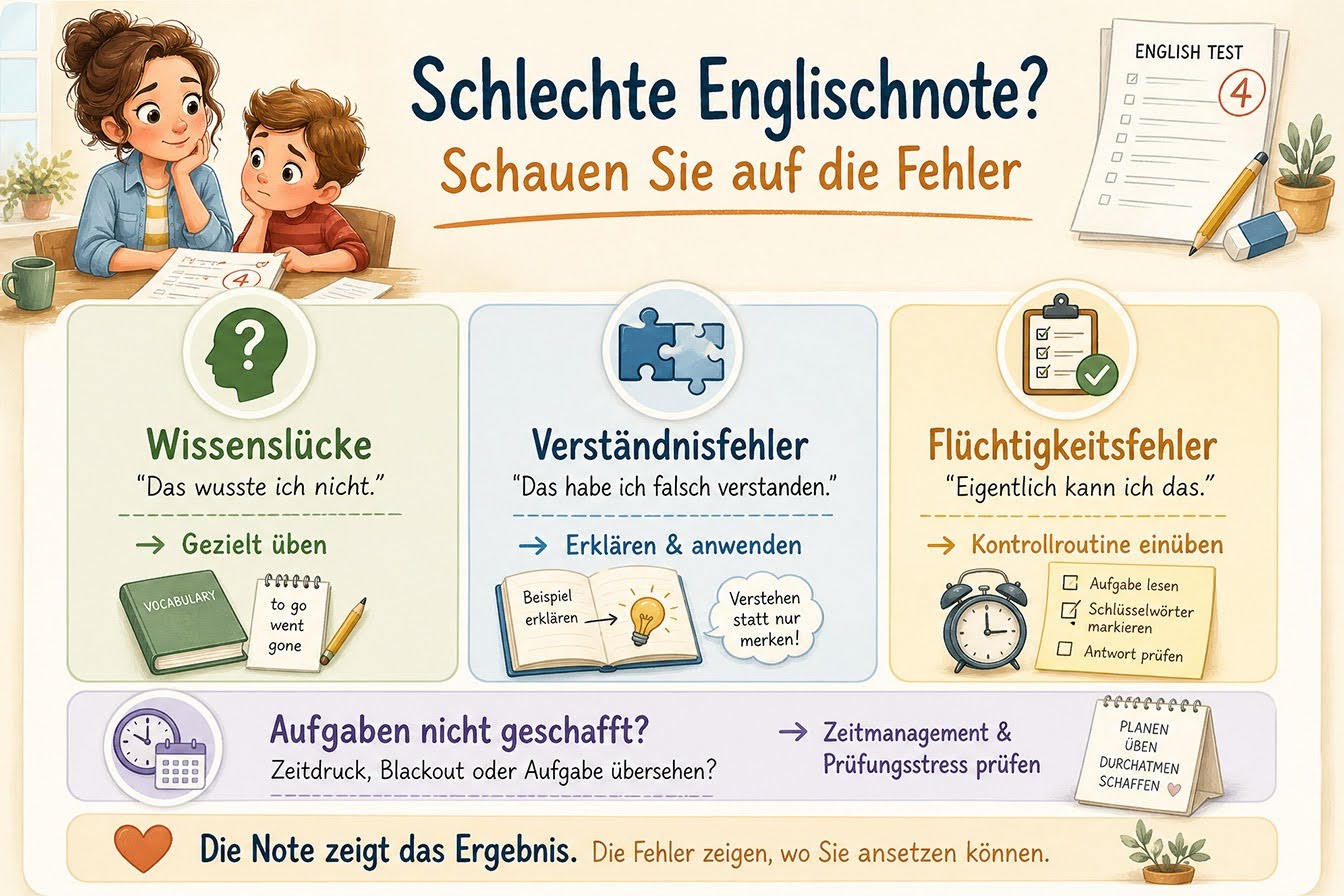 Fehleranalyse bei schlechten Englischnoten: Wissenslücken, Verständnisfehler und Flüchtigkeitsfehler