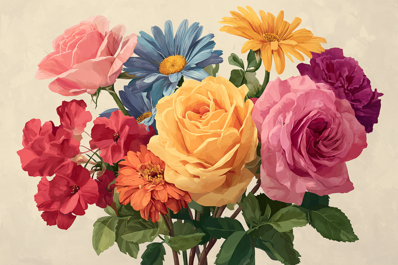 Una imagen de un ramo de flores de distintos colores
