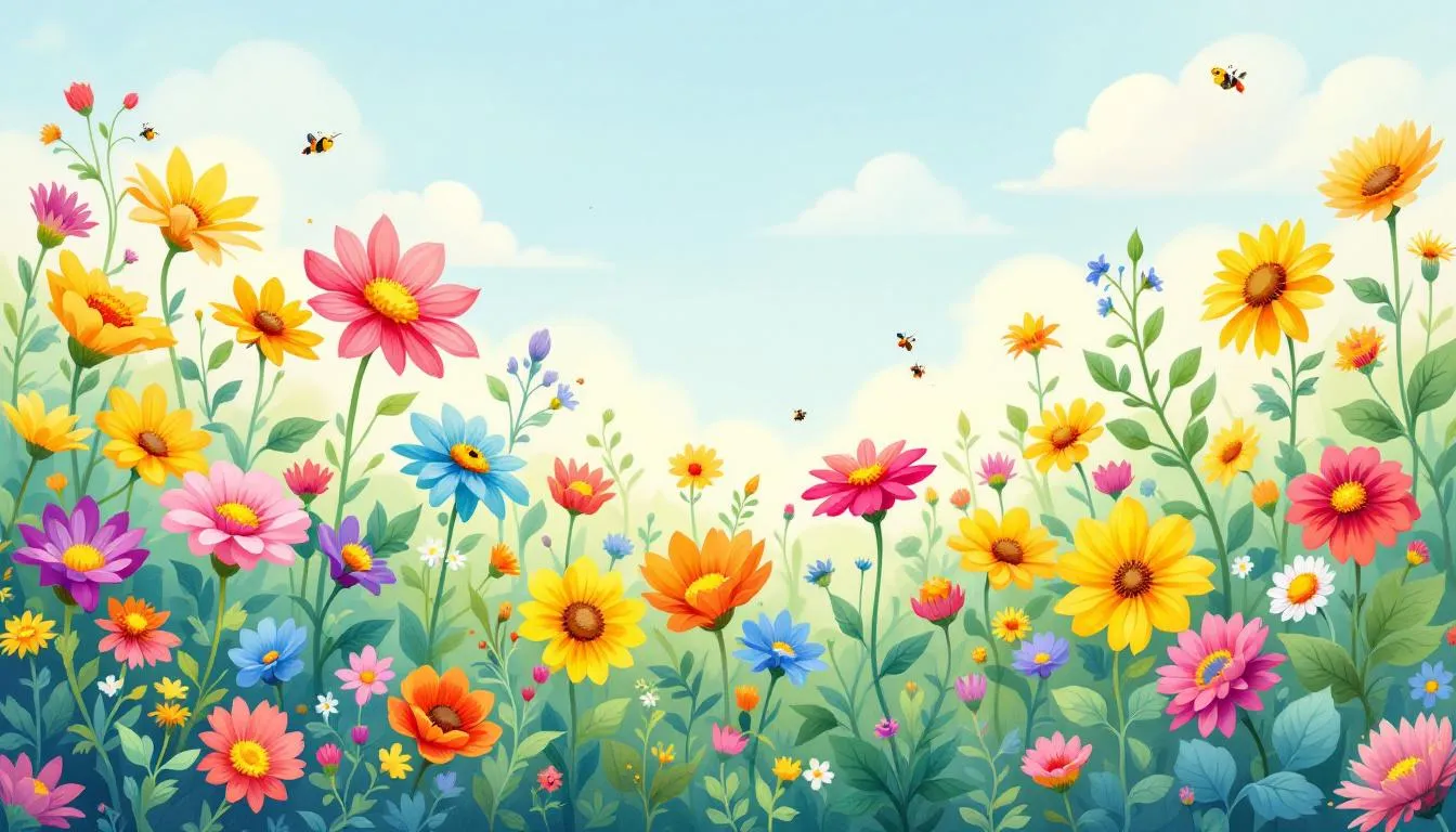 Una colección de flores de varios colores en un jardín, mostrando la belleza de las flores.
