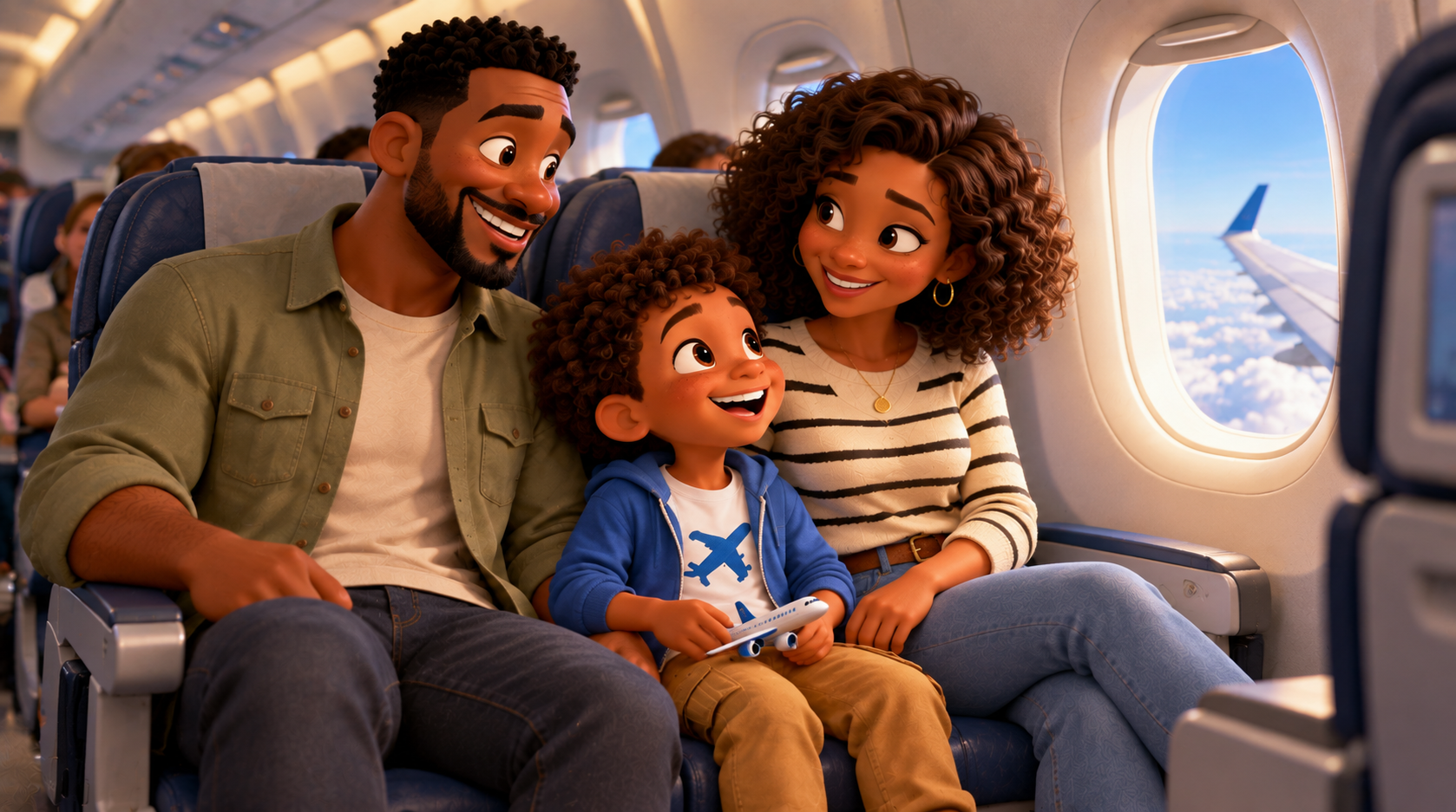 Familie în avion.